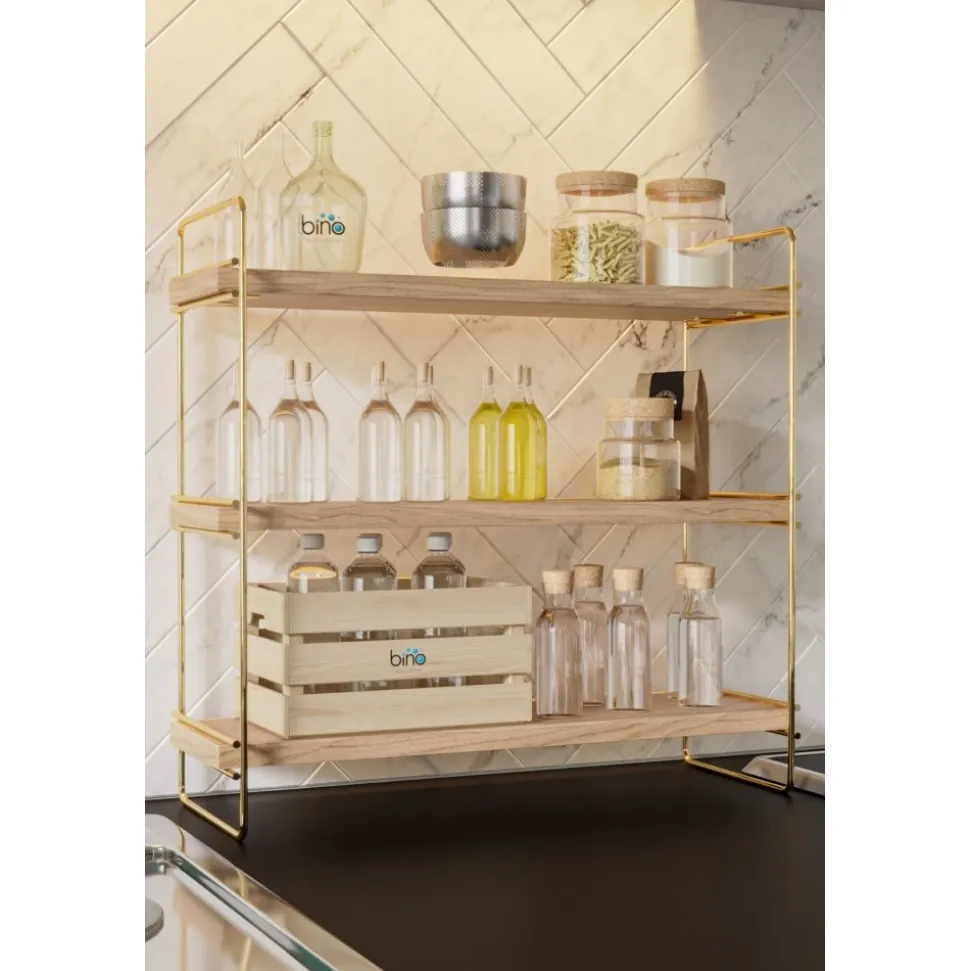 Masa vägghylla - Guld/brun