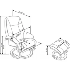 Massagefåtölj med fotpall beige PU - Lanzer