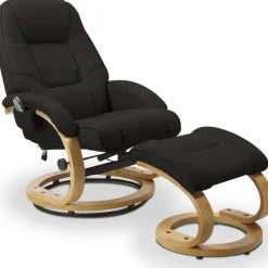 Massagefåtölj med fotpall i svart pu - Lanzer + Textilrengöring för möbler