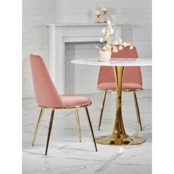 Matbord 90 cm diameter marmorerat glas/guld