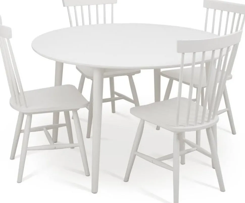 Matbord Ø120 cm runt vitt - Rosvik + Möbeltassar