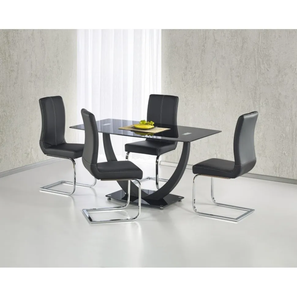 Matbord 140 x 80 cm svart glas + Fläckborttagare för möbler