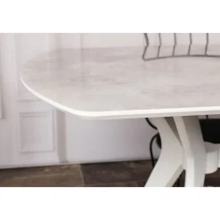 Matbord beige sten faner 180 x 80 cm