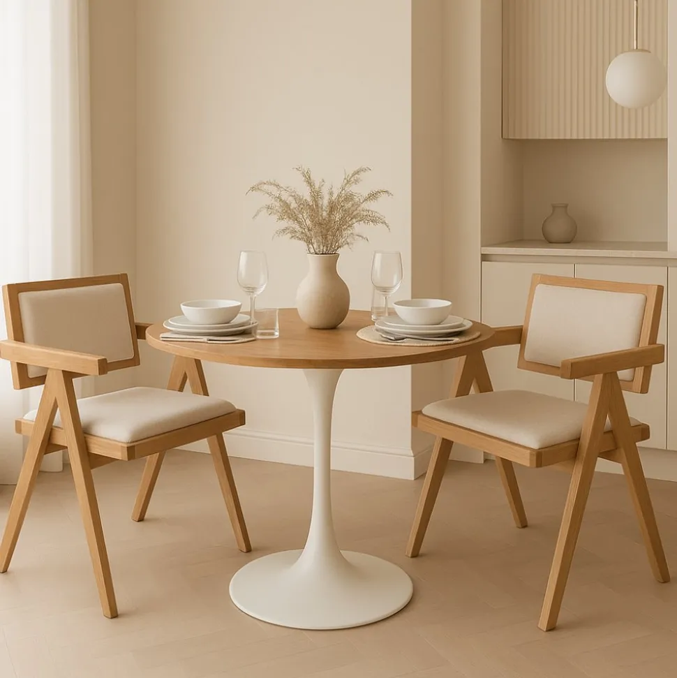 Matbord ek/vit Ø80 cm - Sumner + Möbeltassar