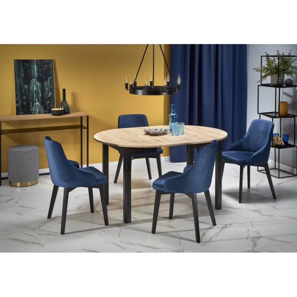 Matbord förlängningsbart 102-142 cm ek/svart