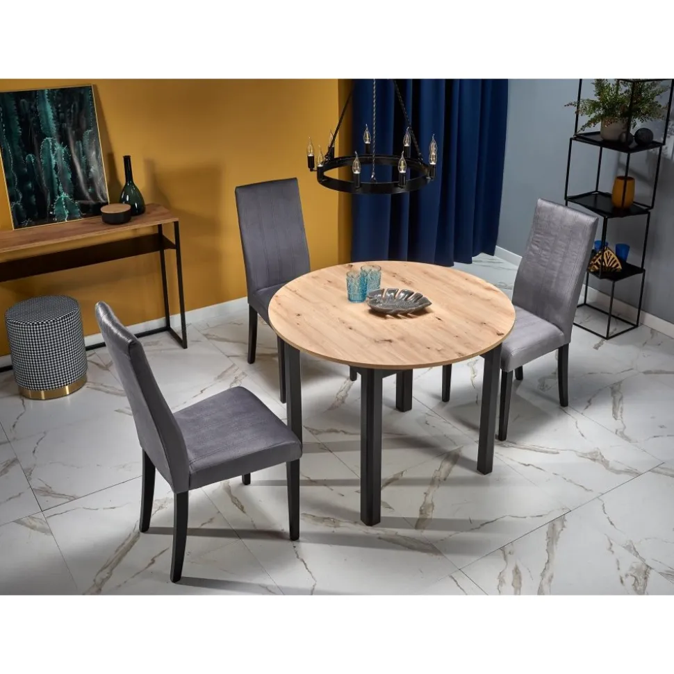 Matbord förlängningsbart 102-142 cm ek/svart