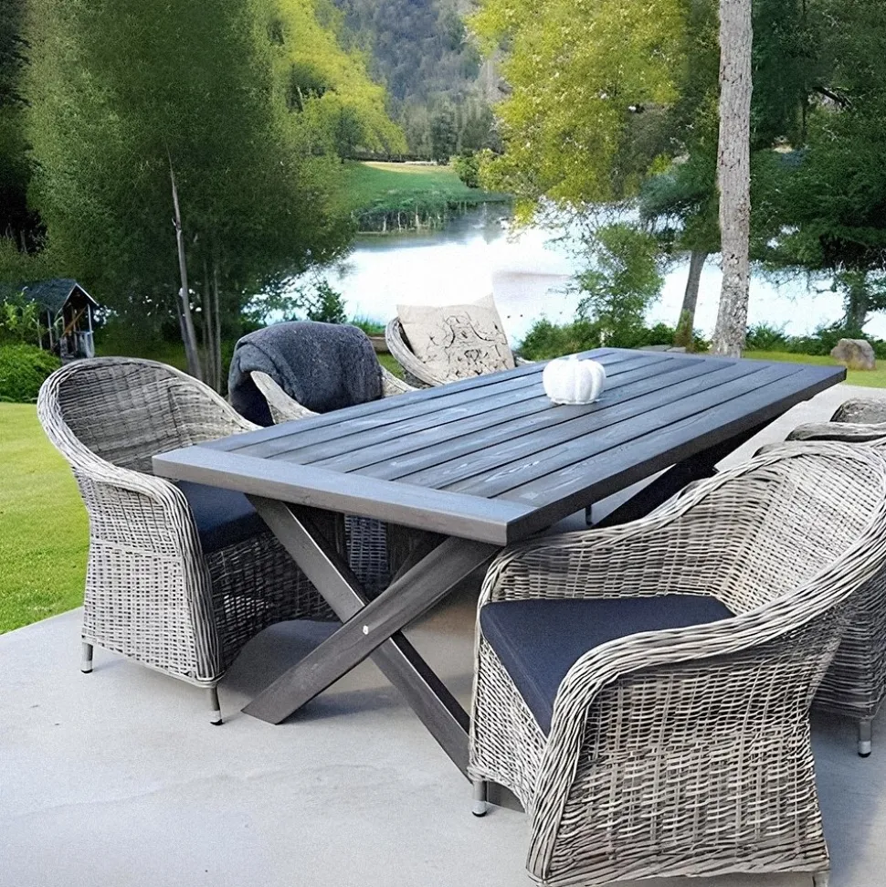 Matbord grå 220 x100 cm - Oxford + Textilrengöring för möbler