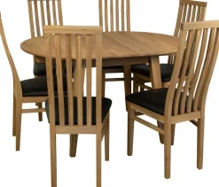 Matbord i oljad ek 90-130x90 cm - Genova + Fläckborttagare för möbler