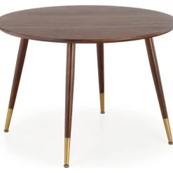 Matbord i valnöt 110 cm diameter guldiga detaljer