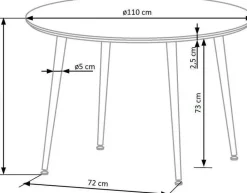 Matbord i valnöt 110 cm diameter guldiga detaljer