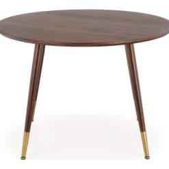 Matbord i valnöt 110 cm diameter guldiga detaljer