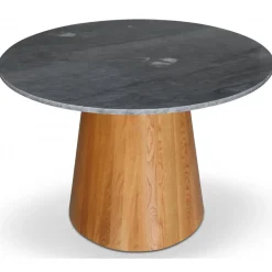 Matbord oljad ek / Grå marmor Ø106 cm