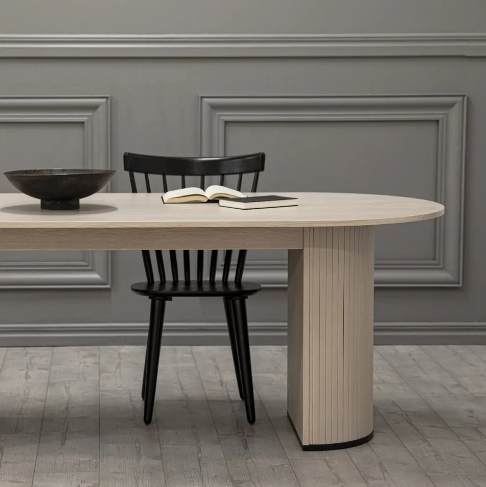 Matbord ovalt i whitewash 200x90 cm - Bianca