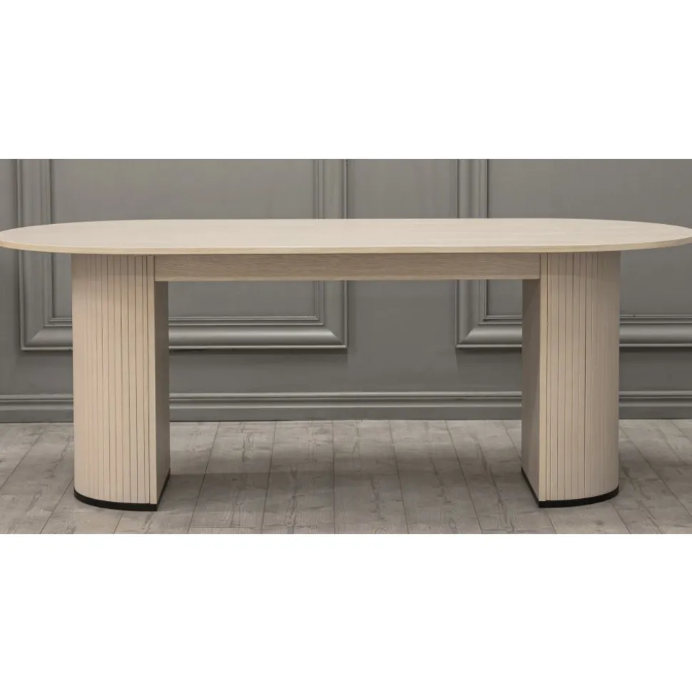 Matbord ovalt i whitewash 200x90 cm - Bianca