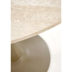 Matbord runt 90 cm beige travertin