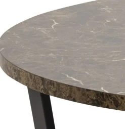 Matbord runt Ø110 cm brun marmorfaner med svarta ben