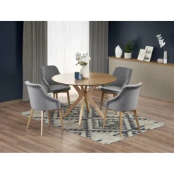 Matbord runt 120 cm ekfanèr + Fläckborttagare för möbler