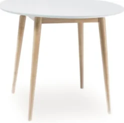 Matbord runt Ø90 cm vit/ljus ek - Nordix