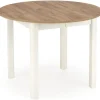Matbord runt förlängningsbart ek/vit 102-142 cm - Berivan