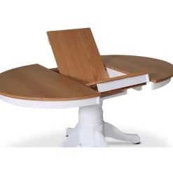 Matbord runt förlängningsbart Ø106-141 cm - Vit / Oljad Ek