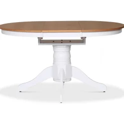Matbord runt förlängningsbart Ø106-141 cm - Vit / Oljad Ek
