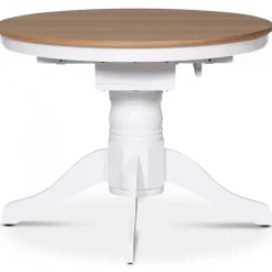 Matbord runt förlängningsbart Ø106-141 cm - Vit / Oljad Ek + Textilrengöring för möbler