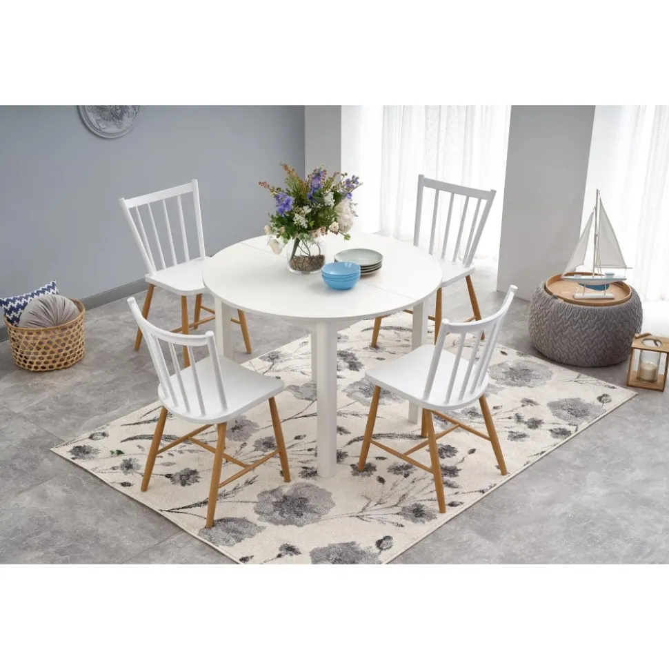 Matbord vitt förlängningsbart 102-142 cm + Möbeltassar