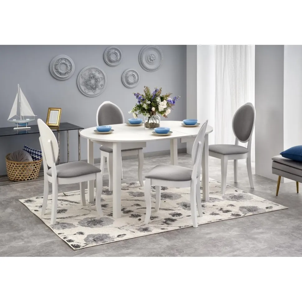 Matbord vitt förlängningsbart 102-142 cm + Möbeltassar