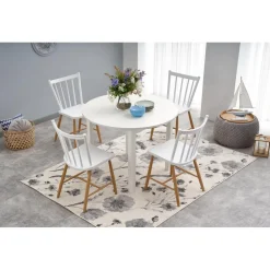 Matbord vitt förlängningsbart 102-142 cm + Textilrengöring för möbler