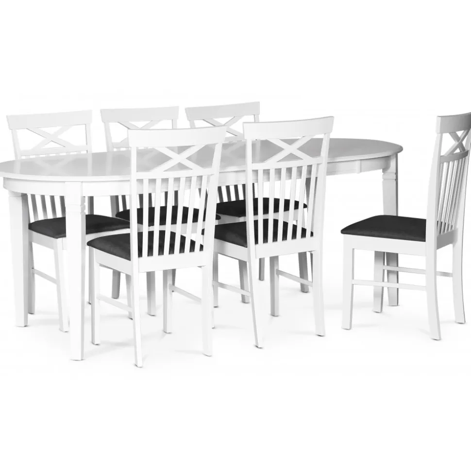 Matbord vitt 200x95 cm - Sandhamn + Möbeltassar