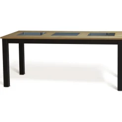 Matbord 180x90 cm ek med svarta plattor