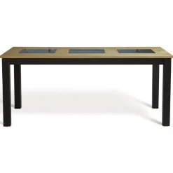 Matbord 180x90 cm ek med svarta plattor