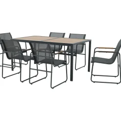 Matgrupp; 6 stolar med bord - Lagun + Textilskydd för utemöbler