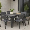 Matgrupp 6 stolar och matbord 205 x 90 cm svart/grå - Las Vegas