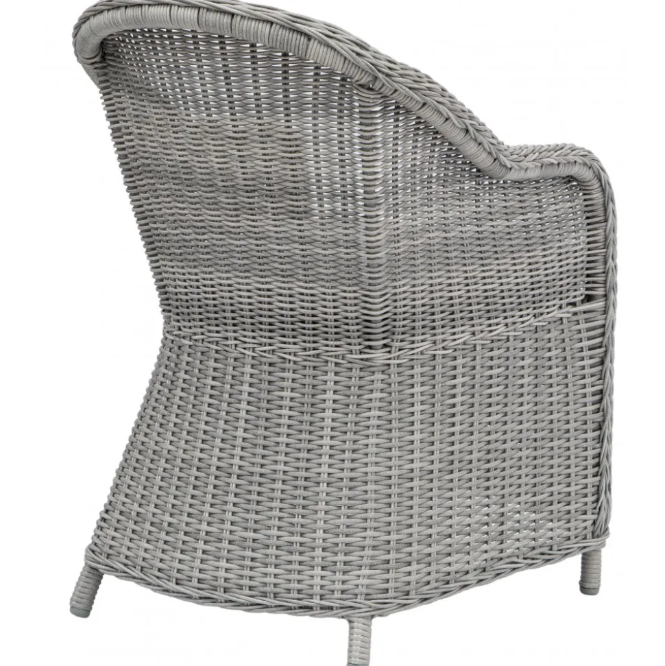 Matgrupp; 4 stolar och matbord Ø110 cm grå/rotting