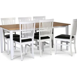 Matgrupp; bord 180x90 cm - Vit / oljad ek med 6 st stolar - Fårö + 6.00 x Stolsdyna