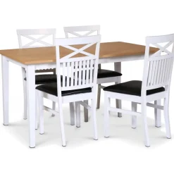 Matgrupp; bord 140x90 cm - Vit / oljad ek med 4 st stolar - Fårö