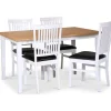 Matgrupp; bord 140x90 cm - Vit / oljad ek med 4 st stolar - Fårö + 4.00 x Stolsdyna