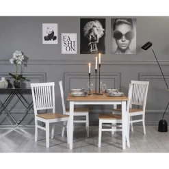 Matgrupp: Bord 140x90 cm inklusive 4 stolar - Ek/vit - Fårö + 3.00 x Möbeltassar
