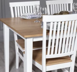 Matgrupp: Bord 140x90 cm inklusive 4 stolar - Ek/vit - Fårö + 4.00 x Stolsdyna