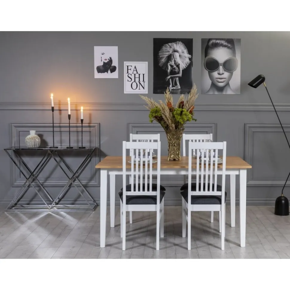 Matgrupp: Bord 140x90 cm med 4 stolar - Gåsö + 4.00 x Stolsdyna