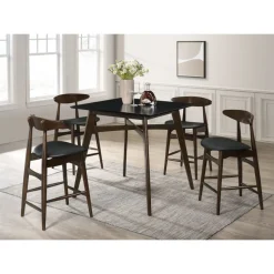 Matgrupp Florence Barbord 90x90 med 4 barstolar - Valnöt/svart