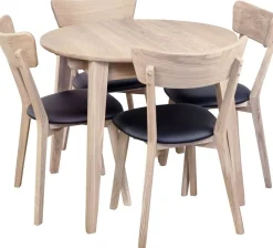 Matgrupp Genova matbord 90-130 cm inkl 4 st Amino stolar - Vitpigmenterad/svart ecoläder