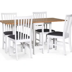 Matgrupp; Klaffbord Vit / Ek med 4 st Alice stolar - Fårö