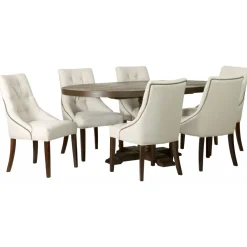 Matgrupp: Lamier matbord runt + 6 st Tuva Europa beige stolar + 4.00 x Möbeltassar