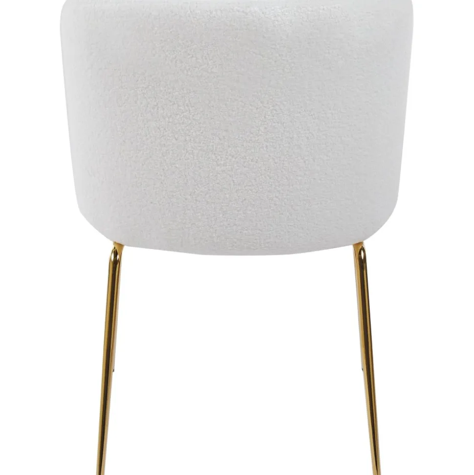 Matgrupp Lanzo Ø120 cm marmor beige med 4 st stolar i bouclé och mässingsben