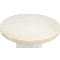 Matgrupp med 4 stolar och matbord Ø122 beige/teak - Merca/Saltö