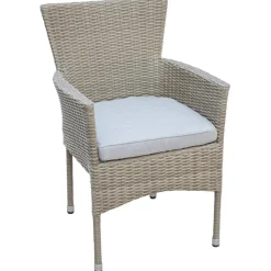 Matgrupp med 2 stolar och matbord Ø80 cm beige/rotting - Merca/Tor