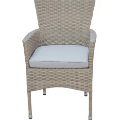 Matgrupp med 2 stolar och matbord Ø80 cm beige/rotting - Merca/Tor