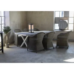 Matgrupp Mercury bord inkl 6 st fåtöljer - Konstrotting/Vit aluminium + Fläckborttagare för möbler